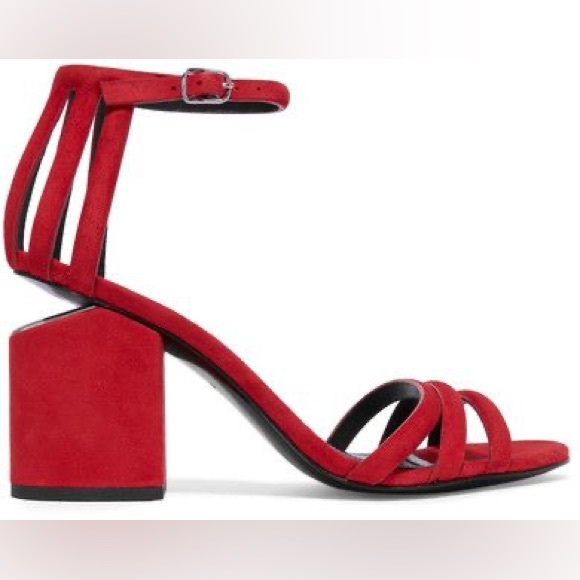 Alexander Wang Red Suede Cage Abby Sandal Heels - Picture 2 of 11